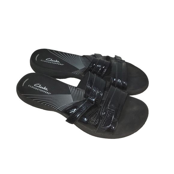 Clarks Sandals Womens Size 6.5D Black Breeze Piper Slide 28240 Summer Pool Beach - Picture 1 of 16